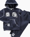 Get him ready for game day in this two-piece hoodie and pants set from Clubhouse Kids.