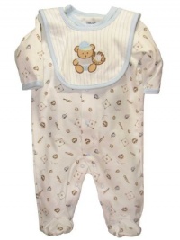 Little Me Layette Footie, Baseball, Ivory Multi