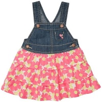 OshKosh B'Gosh 3 Tiered Denim Jumper - Pink Flower