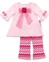 Rare Editions Baby-girls Infant Big Bow Applique Legging Set, Pink/Fuchsia, 12 Months