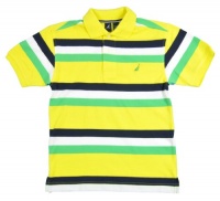 Nautica Sportwear Big Boys Striped Pique Polo (10/12, Firefly)