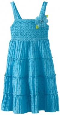 Bloome Girls 7-16 Polka Dot Tiered Crochet Sundress, Blue, 10