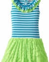 Rare Editions Girls 7-16 Tutu Dress, Turquoise/White/Lime, 10