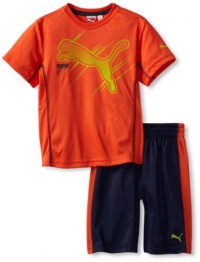 Puma - Kids Boys 2-7 Little Swift Cat Short Set, Orange, 6