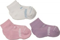 Puma Girls 7-16 3 Pack Quarter Crew Socks,Light Pink/Purple/Blue,7-8.5