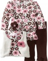 Kids Headquarters Baby-Girls Newborn Printed Tunic With Vest And Leggings, Brown, 0-3 Months