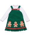 Dress her up for the holidays in an outfit sweet as sugar and spice with this corduroy dress and top from Rare Editions.