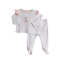 ABSORBA Baby-Girls Newborn Ballerina 2 Piece Footed Pant Set, White, 3-6 Months