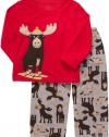 Toddler 2 Piece Fleece PJ Set - Skiing Moose