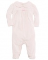 Ralph Lauren Baby Coverall, Baby Girls Velour Footed Coverall, Color: Cream, Size: 6 months