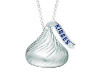 Sterling Silver Medium Flat Back Shaped Hershey`s Kiss Pendant w/ diamond accent