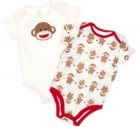 2 Pack of Sock Monkey Onesie Bodysuits by Baby Starters