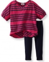 Splendid Littles Baby-Girls Newborn Capri Stripe Tunic Set, Dragonfruit, 3-6 Months