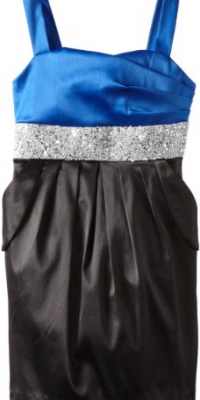 Ruby Rox Kids Girls 7-16 Sequin Waist Pocket Dress, Royal/Silver, 10