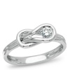 Love Knot, 14K White Gold Diamond Knot Ring, 1/6 ctw.