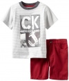 Calvin Klein Boys 2-7 Short Sleeved Striped Tee With Short