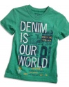 GUESS Kids Boys Big Boy Denim Is Our World Tee, GREEN (16/18)