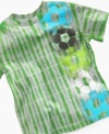 Score! He'll be ready to make the winning goal in this colorful graphic tee from Flapdoodles.