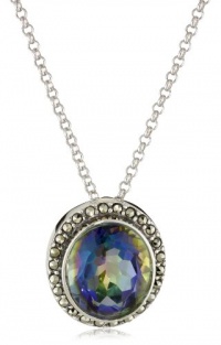 Judith Jack Moorea Sterling Silver, Marcasite and Mystic Quartz Drop Pendant Necklace