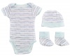 Calvin Klein New born Boys Bodysuit 3Pc Set With Hat & Booties (3/6M)