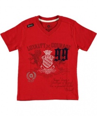 Akademiks Loyalty & Courage T-Shirt (Sizes 8 - 20) - red, 10 - 12