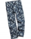 GUESS Kids Girls Little Girl Floral Print Daredevil Jeans, MULTICOLORED (3T)