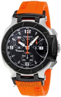 Tissot Women's T0482172705700 T-Race Black Chronograph Dial Orange Strap Watch