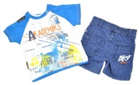 Akademiks Newborn Boys Medium Blue Wash 2Pc Short Set