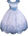 AMJ Dresses Inc Sky Blue Princess Flower Girl Wedding Dress Size M