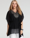 A sparkling, embellished neckline lends glamour to a laid-back kimono silhouette from MICHAEL Michael Kors Plus.