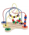 Multi-shaped and brightly colored beads swoop and slide along roller-coaster wires to encourage color and shape recognition and fine motor development. With a sturdy wooden base, this eye-catching activity will keep a little one busy for a long while!