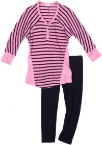 Splendid Littles Girls 2-6x Toddler Venice Thermal Stripe Tunic Set, Parfait, 2T