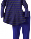 Splendid Littles Baby-girls Newborn Charcoal Stripe Thermal Tunic Set, Iris, 18-24 Months