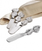 Serve dips and spreads in natural splendor with aluminum Park Leaves spreaders by Martha Stewart Collection. Lifelike leaf handles in glittering aluminum evoke life outside your window. (Clearance)