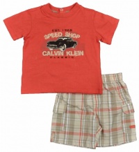 Calvin Klein Infant Boys Speed Shop Classic 2Pc Plaid Short Set (12M)