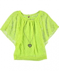 Beautees Sweetest Heart 2-Piece Top with Necklace (Sizes 7 - 16) - neon yellow, 8 - 10