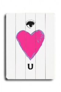 Eye Heart U 25x34 Artistic Planked Wood Sign by Lisa Weedn