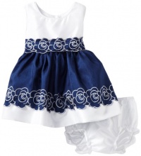 Sweet Heart Rose Baby-girls Infant Nautical Special Occasion Dress, Navy/White, 12 Months