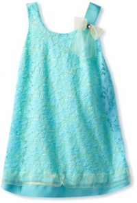 Bonnie Jean Girls 2-6X Lace Shift Dress, Aqua, 5