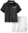 Calvin Klein Baby-boys Infant Dark Polo With Short, Gray, 24 Months