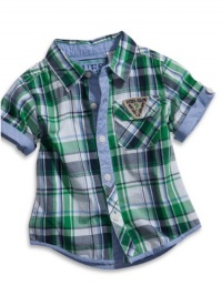 GUESS Kids Boys Baby Plaid Shirt (12 - 24m), PLAID (24M)