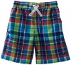 Nautica Sportswear Kids Boys 2-7 Plaid Swim Trunk, Carmine, Large