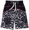 Nautica Sportswear Kids Boys 8-20 Floral Colorblock Swim Trunk, Sport Navy, Medium