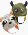 Keeping him warm will be snow trouble in one of these cozy winter hats from First Impressions.