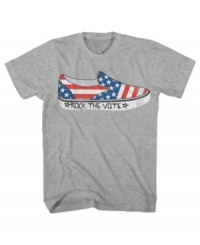 Patriotic style. Put your shoes on and get walking, this Rock the Vote tee from Epic Threads will pump up his look.