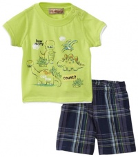 Kids Headquarters Baby-boys Newborn Dinos Top and Short Set, Green, 3-6 Months