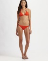 A unique take on the string bikini top. Halter strap ties at neckBack tie closureFully lined80% polyamide/20% elastaneHand washImported of Italian fabricPlease note: Bikini bottom sold separately. 