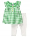 Go gingham. A classic pattern adds timeless style to this adorable shirt and leggings set from Carter's. (Clearance)