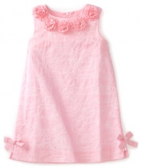 Lilly Pulitzer Girls 2-6X Little Lilly Shift Rosettes dress, Lillys Pink Piece Of Cake, 5