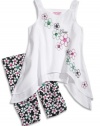 GUESS Kids Girls Little Girl Embroidered Top with Legging, WHITE (6)